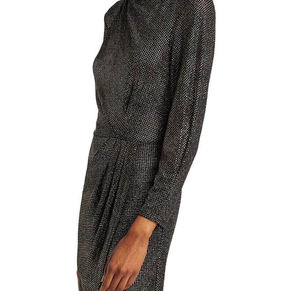 NWT IRO Rasile Metallic Dress Long Sleeve Black Gold Size Size 34 - Picture 5 of 13